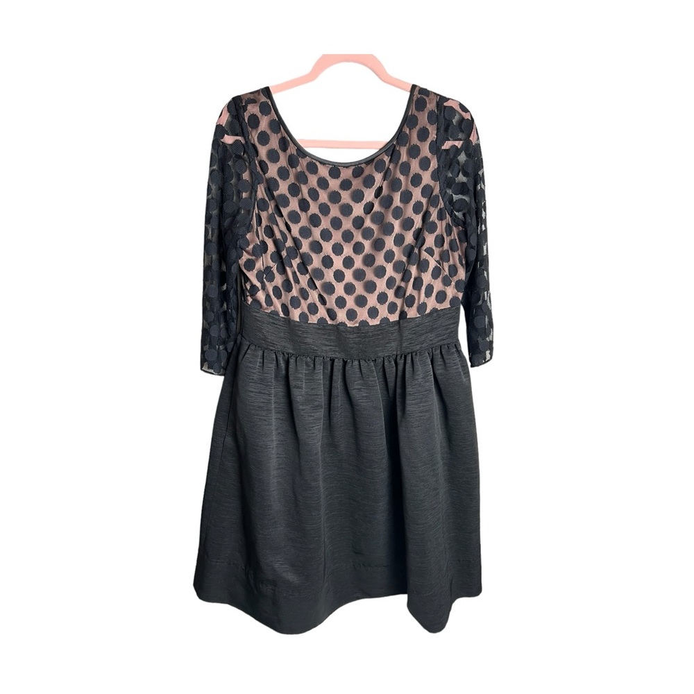 Eliza J Women’s Dot Mesh Bodice Fit And Flare Dress Black Cocktail Dress Sz‎ 16 - Picture 2 of 6